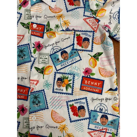 New York Mets MLB Button Up Men's XL Hawaiian Short Sleeve Shirt- EUC - Picture 2 of 5
